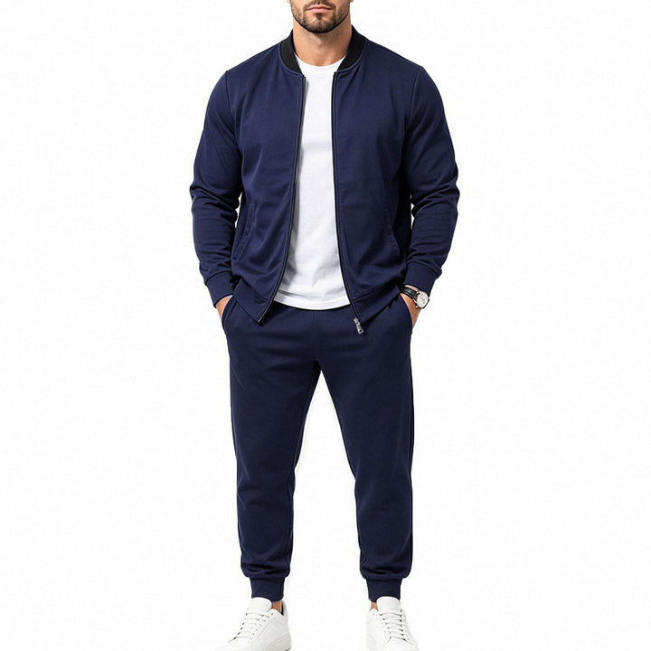Herren Sweatset aus weichem Sweatstoff mit Bomberjacke und konisch geschnittener Jogginghose Drune