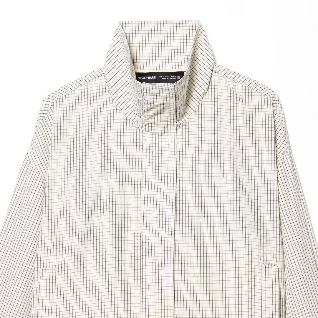 Damen Kurzgeschnittene Oversize-Windjacke mit Stehkragen und Tunnelzug Drune