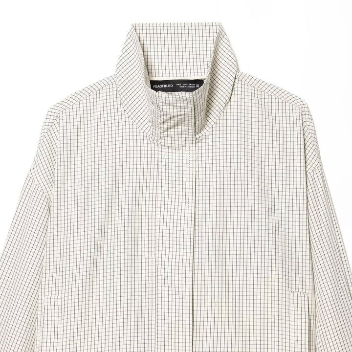 Damen Kurzgeschnittene Oversize-Windjacke mit Stehkragen und Tunnelzug Drune