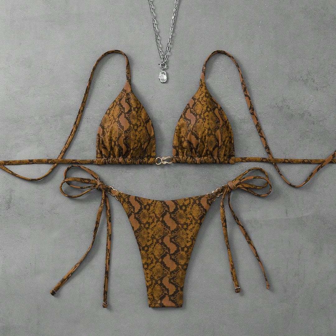 Damen Triangel-Bikini mit aufregendem Leopardenmuster Drune