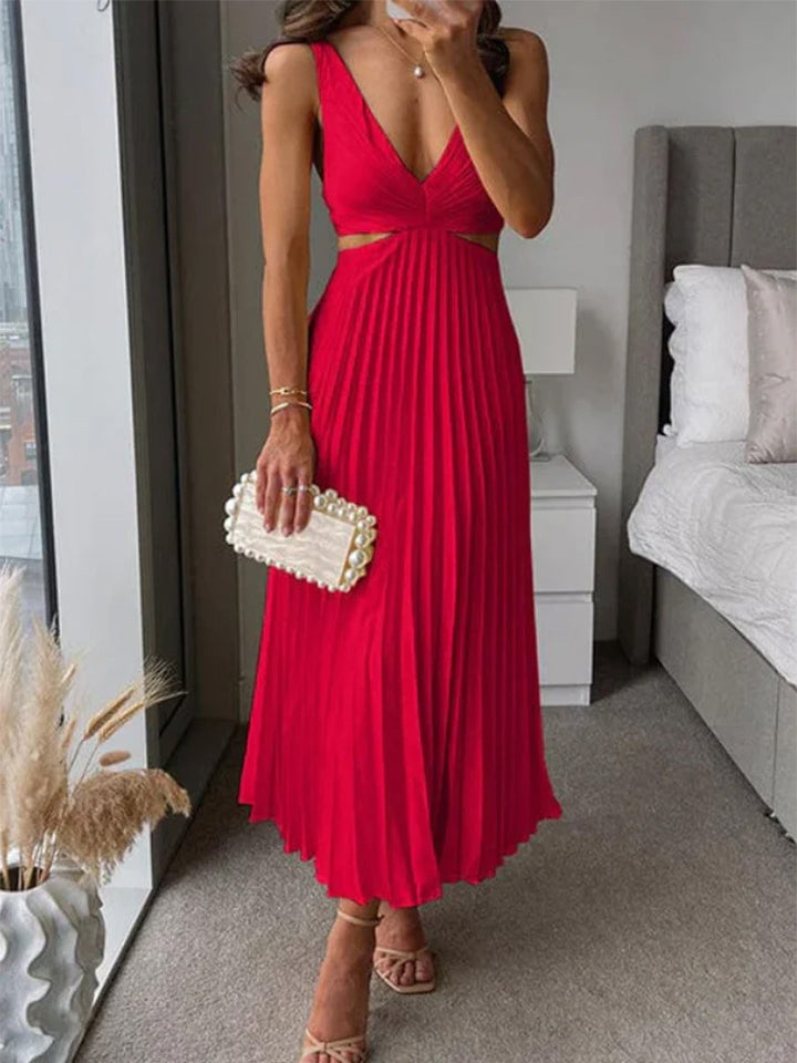 Damen Maxikleid mit plissiertem Design und kunstvollen Cut-Out-Details Drune