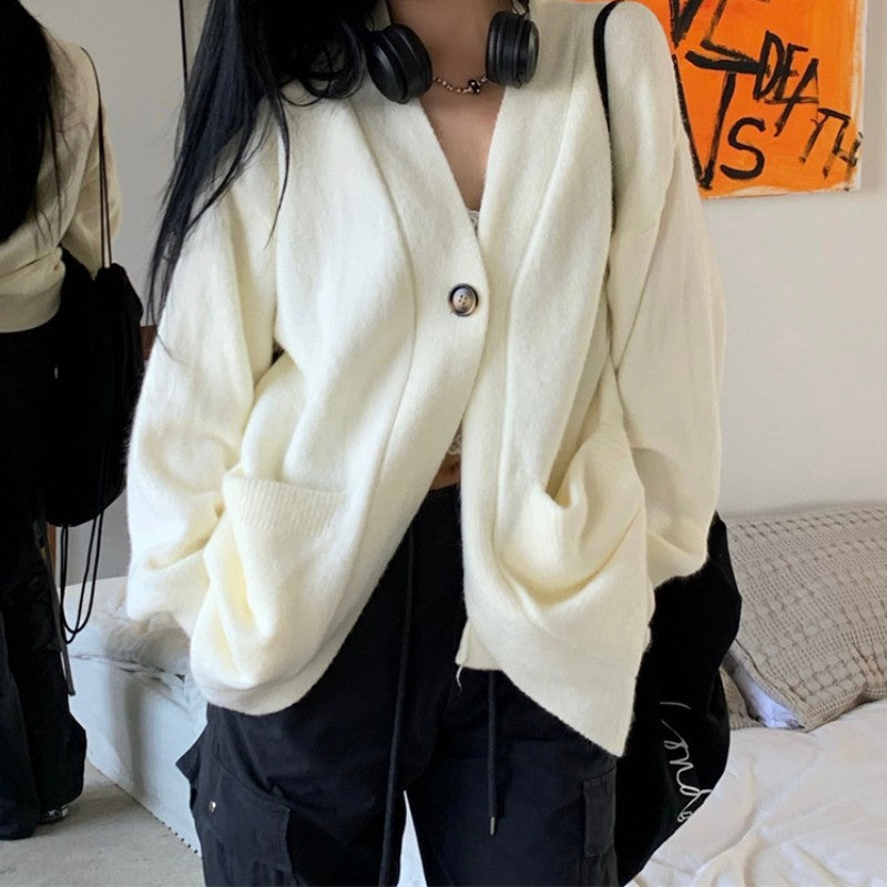 Damen Kuschelige Strickjacke mit großem Schnitt und Taschen Drune