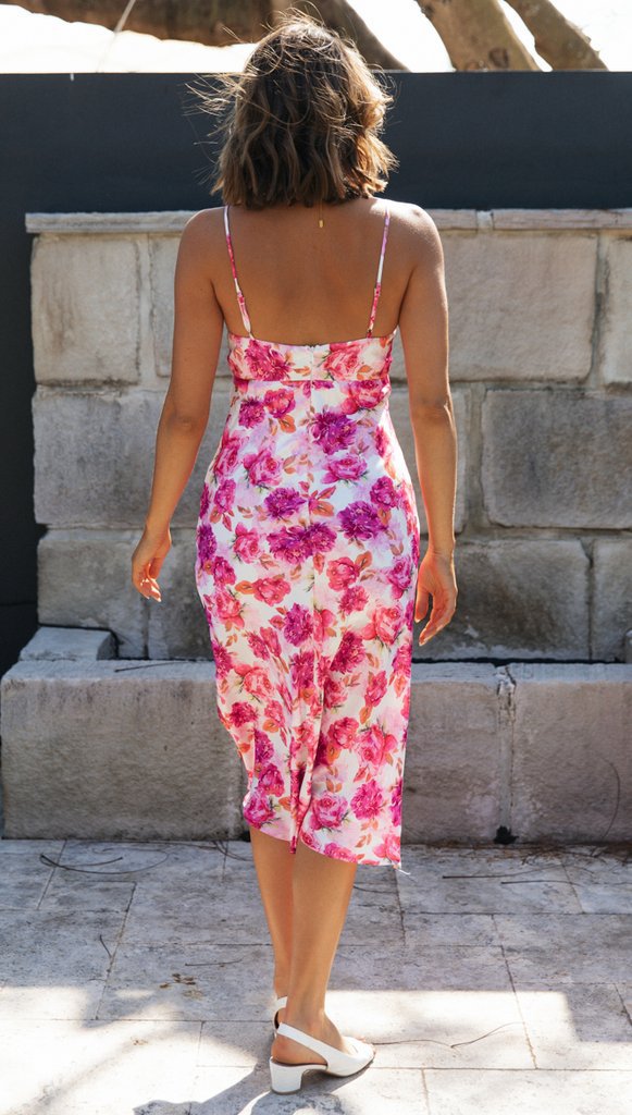 Damen Maxikleid mit zarten Trägern und floralem Druck Drune