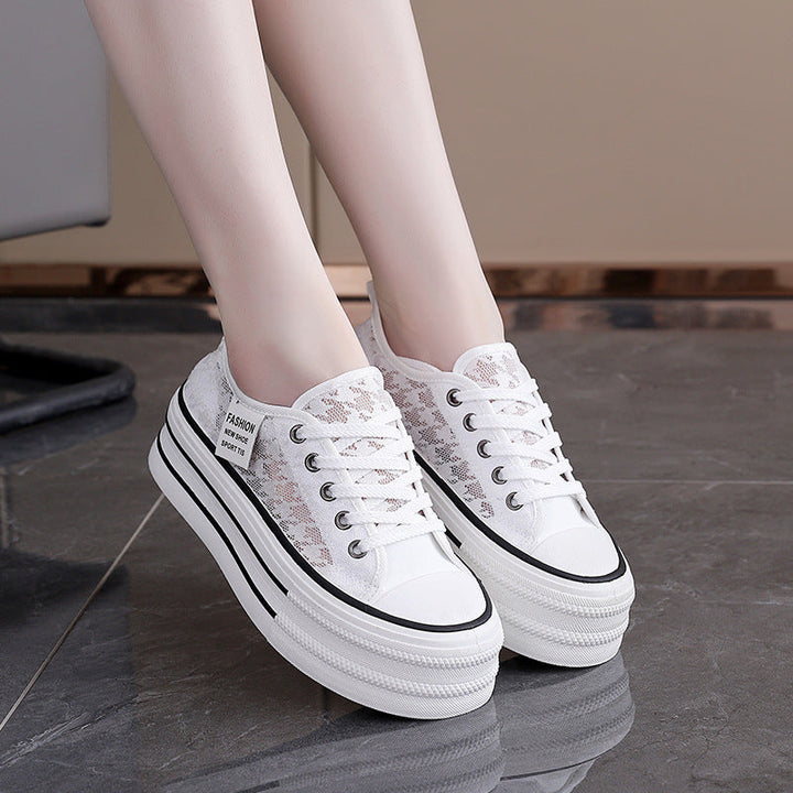 Damen Sneakers mit hohem Plateau und atmungsaktiver Oberseite Drune