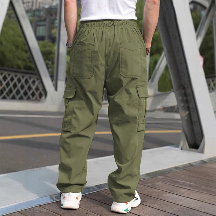 Herren lässige Cargo-Hose mit elastischem Bund und multifunktionalen Taschen Drune