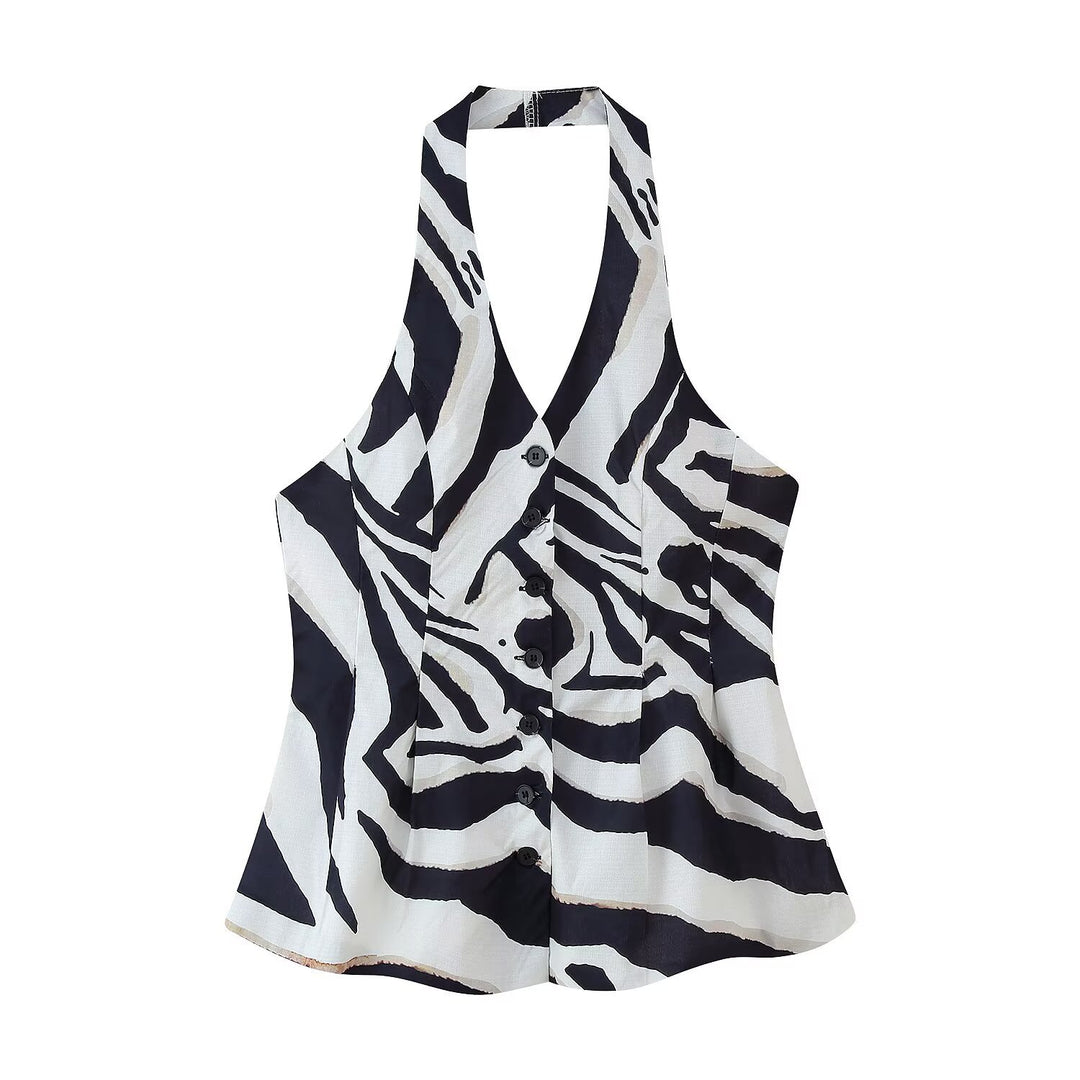 Damen weite Palazzo-Hose mit Zebra-Print Drune