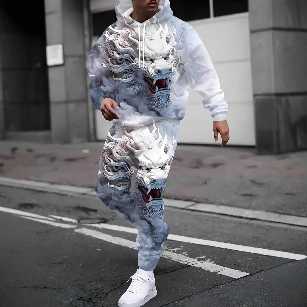 Herren Hoodie- und Jogginghose-Set mit einzigartigem Grafikdesign Drune