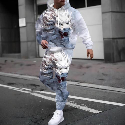Herren Hoodie- und Jogginghose-Set mit einzigartigem Grafikdesign Drune