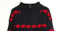 Damen Pullover mit Herzmotiv und kurzem Reißverschluss Drune