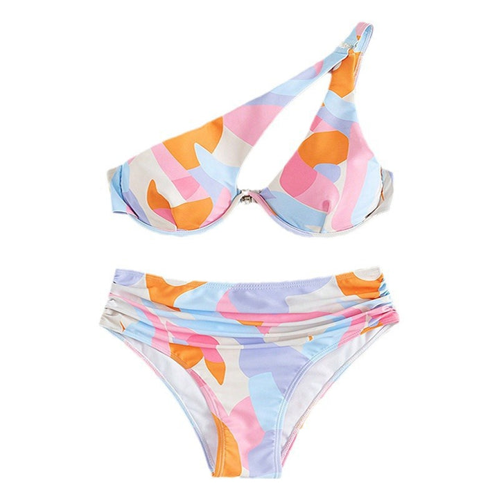 Damen Designer-Bikini mit asymmetrischem Oberteil und hohem Bund Drune
