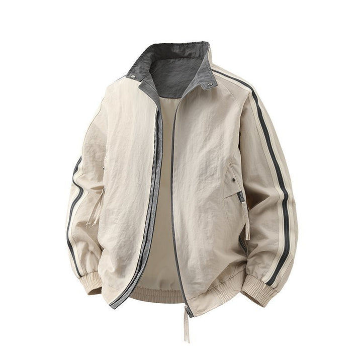 Herren Modische Sportjacke mit hohem Kragen und Kontraststreifen Drune