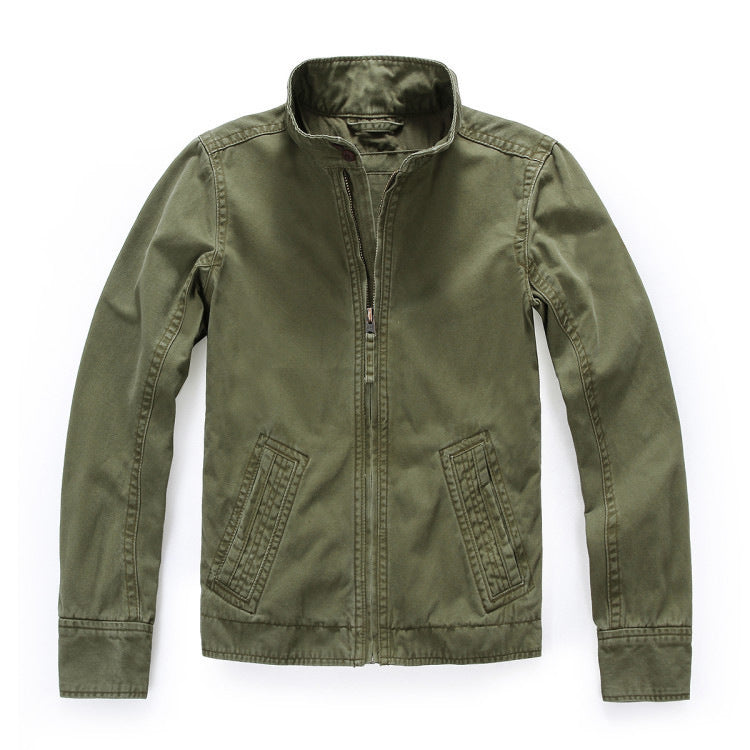 Herren leichte Baumwoll-Twill Feldjacke mit Stehkragen und Reißverschluss Drune