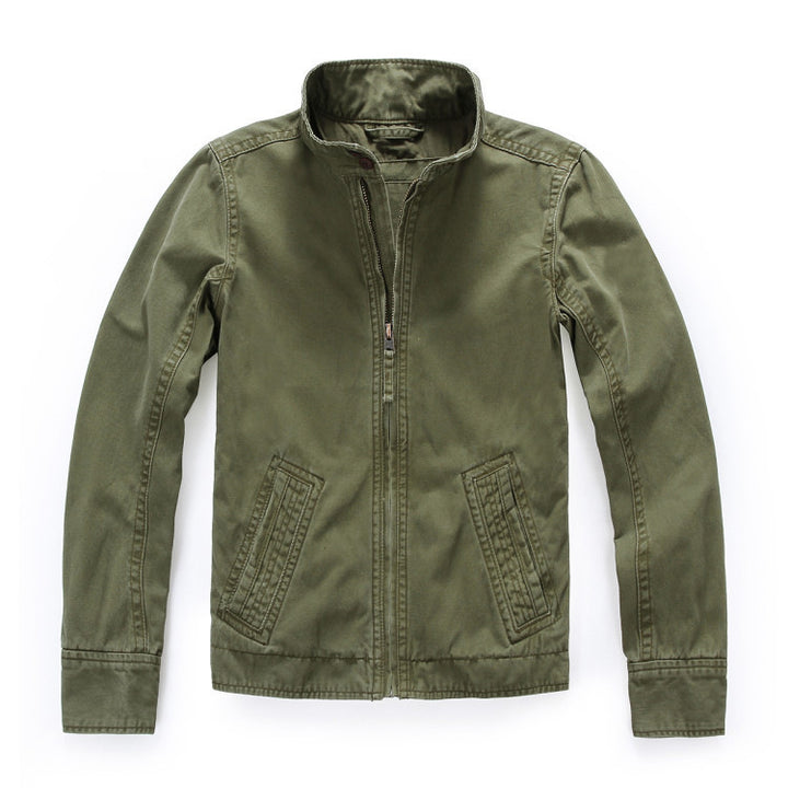 Herren leichte Baumwoll-Twill Feldjacke mit Stehkragen und Reißverschluss Drune