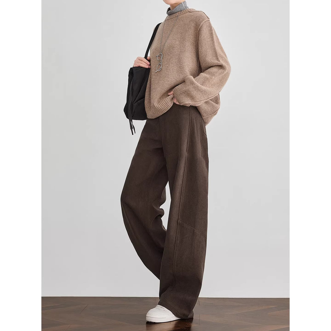 Damen Weite Cordhose mit hoher Taille, Bundfalte und Palazzoschnitt Drune