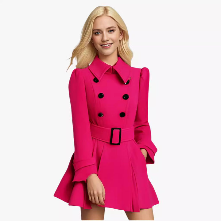 Damen eleganter Trenchcoat mit tailliertem Schnitt und dekorativen Knöpfen Drune