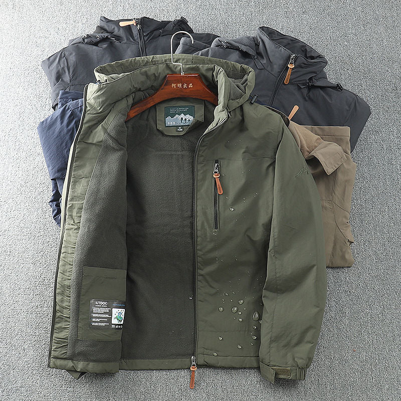 Herren Warm gefütterte Funktionsjacke mit verstellbarer Kapuze Drune