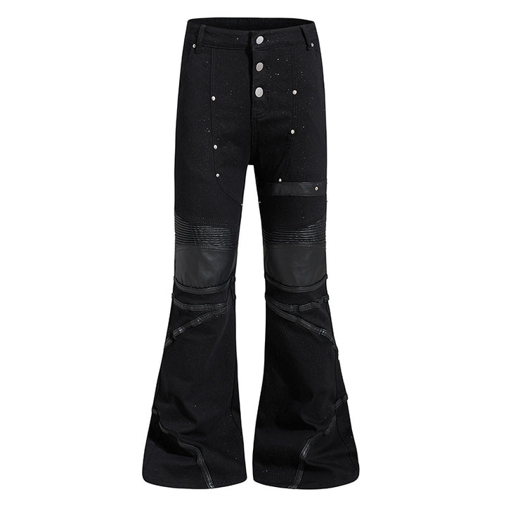 Damen ausgestellte Culotte-Hose mit Biker‑Nähten, hohem Bund und Patchwork‑Einsätzen Drune