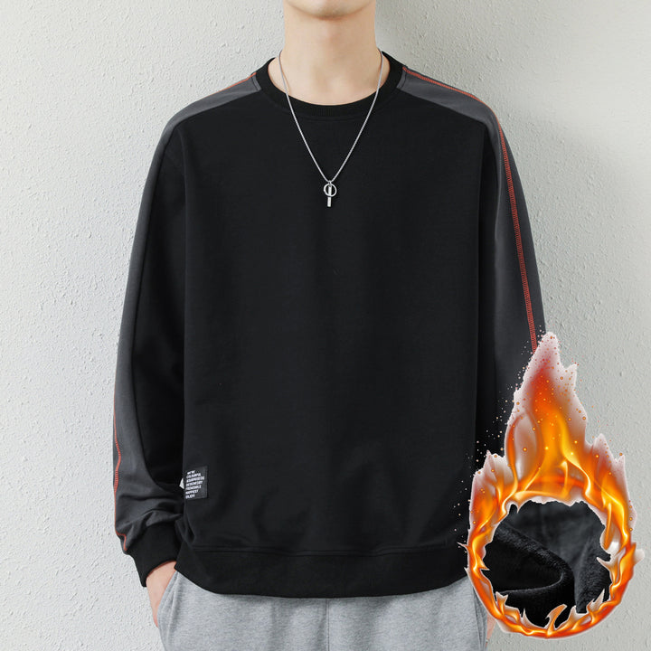 Herren Oversize-Sweatshirt mit kontrastierenden Ärmeln, Flachnaht-Details und Rippbündchen Drune