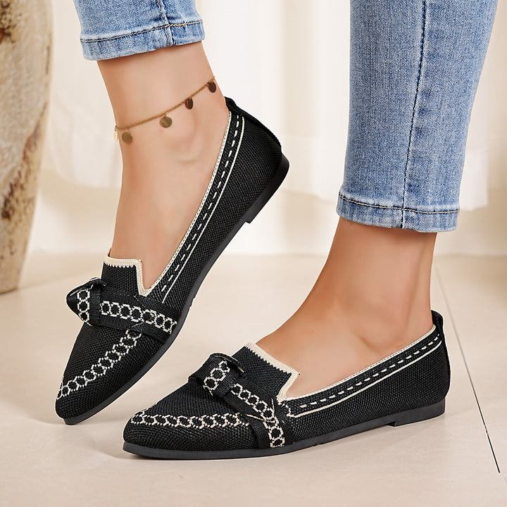 Damen Ballerinas mit modischem Streifendesign und charmantem Schleifenakzent Drune