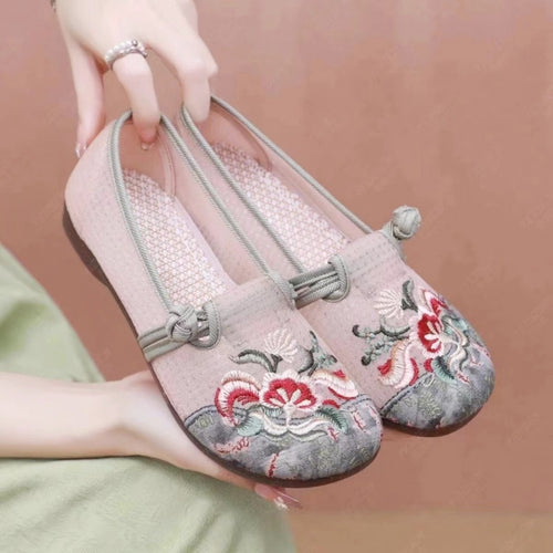 Damen bestickte Ballerina-Schuhe Drune