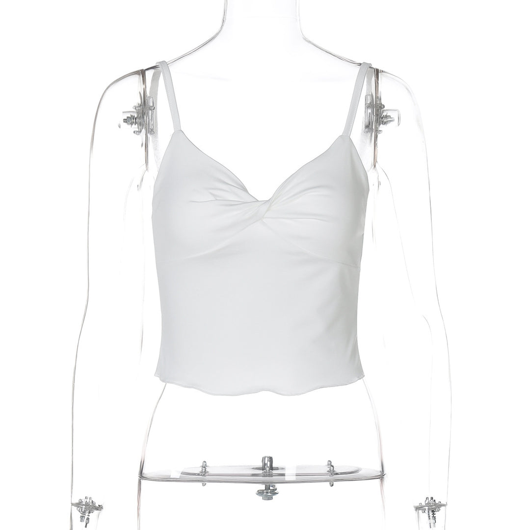 Damen Elegantes Spaghetti-Top mit verführerischer Drapierung Drune
