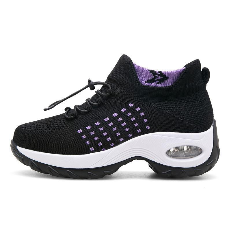 Damen nan leichte atmungsaktive Strick-Sneaker mit Luftkissen und hohem Sockenkragen Drune