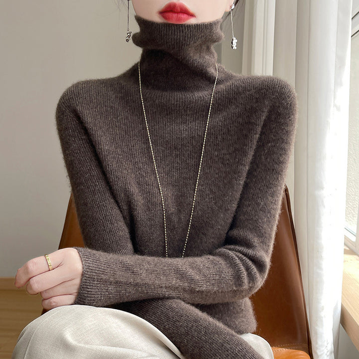 Damen Schmal geschnittener Feinstrick-Rollkragenpullover mit extrafeinem Flauschfinish Drune