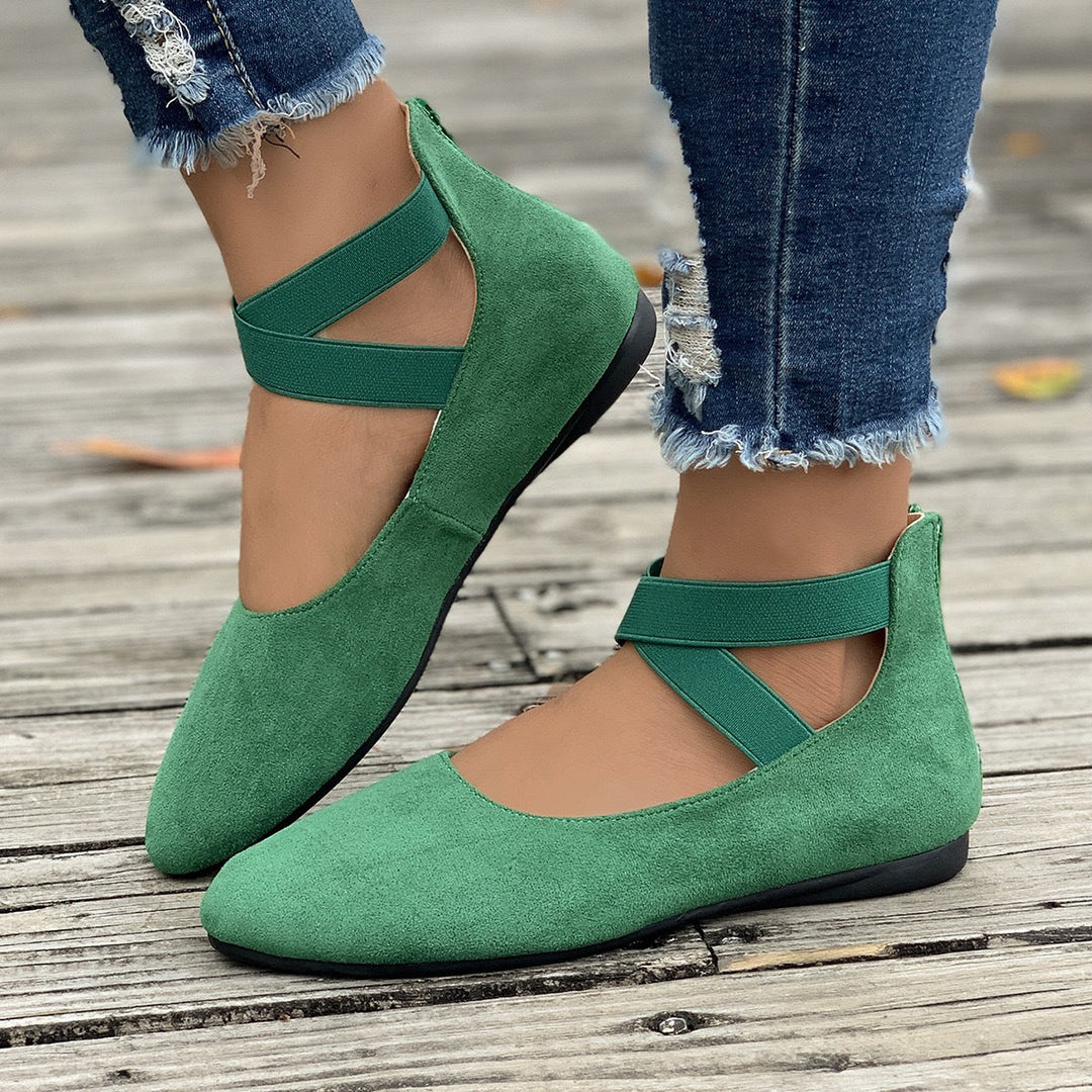 Damen Ballerinas mit elastischen Kreuzgurten Drune