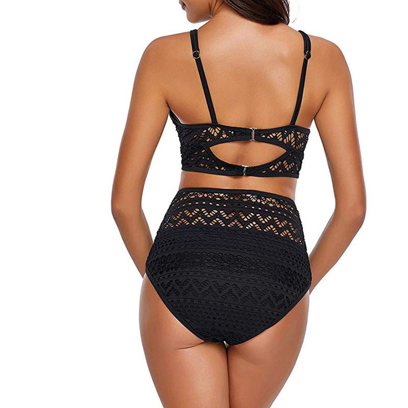 Damen Hochtailliertes Bikini-Set mit Spitzendetails und eleganter Passform Drune