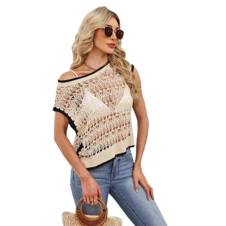 Damen luftiges Häkeloberteil mit strukturiertem Lochmuster und sportlichem Design Drune