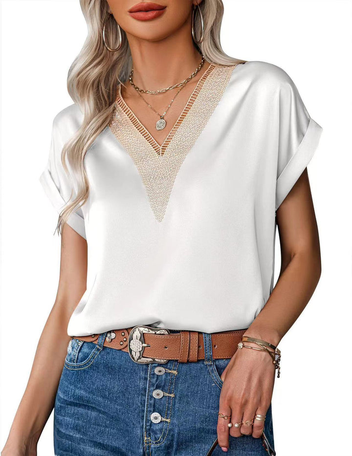 Damen Bluse mit elegantem Spitzenbesatz Drune