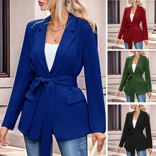 Damen eleganter Blazer mit Gürtel Drune