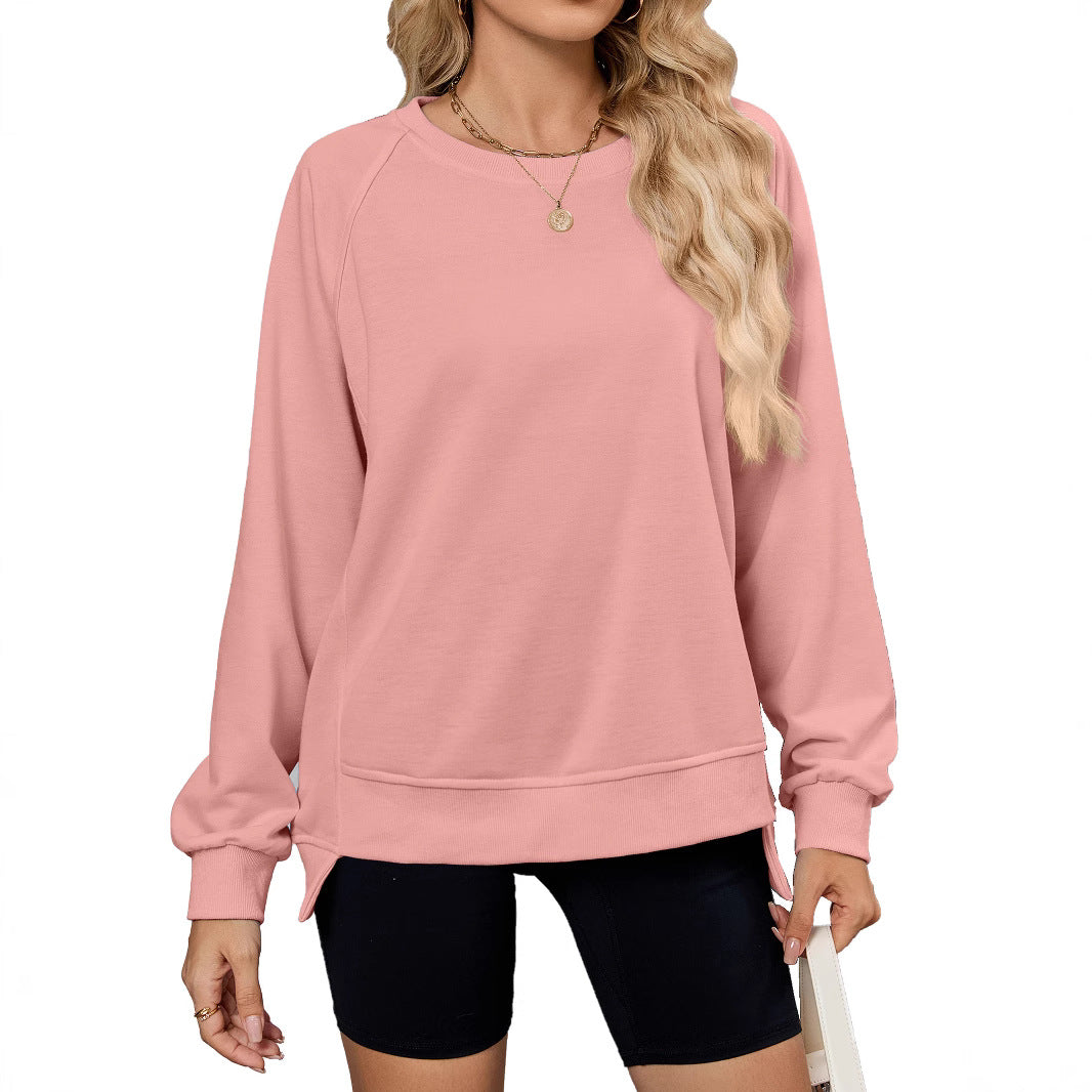 Damen lässiges Sweatshirt mit seitlichen Schlitzen und lässiger Passform Drune