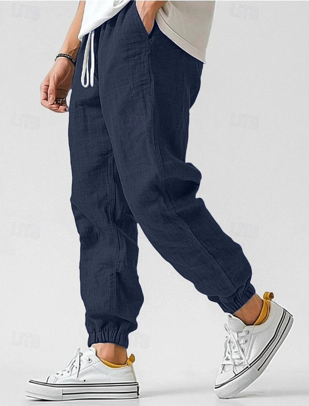 Herren Bequeme Leinenhose mit elastischem Bund und seitlichen Taschen Drune