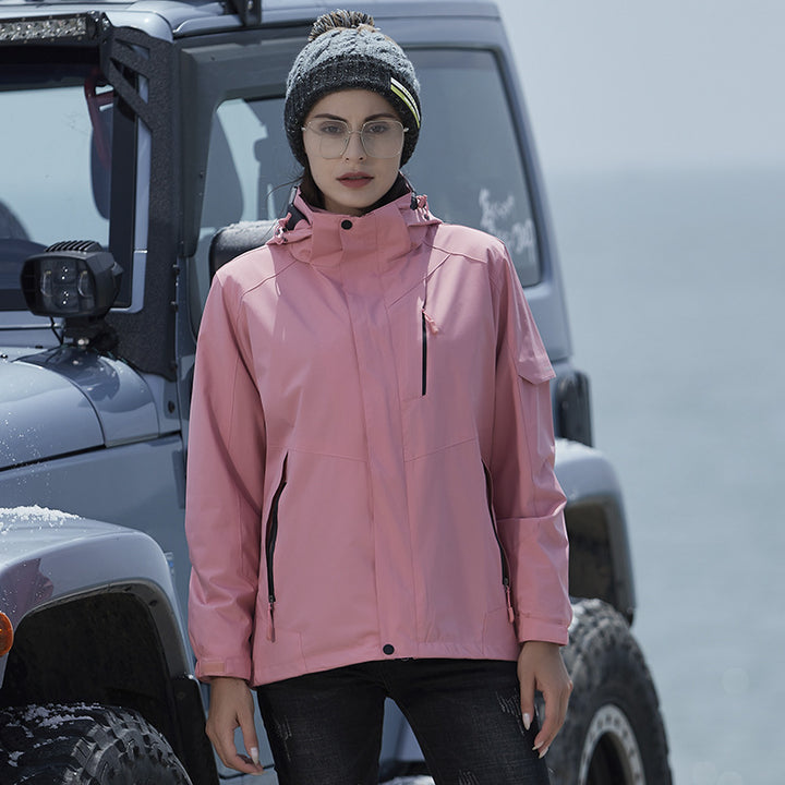 Damen technische Regen- und Freizeitjacke mit verstellbarer Kapuze und Mehrfachtaschen Drune