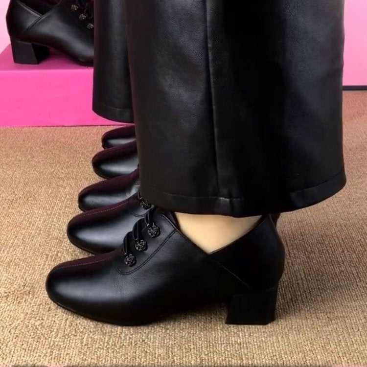Damen Elegante Blockabsatz Stiefeletten Drune