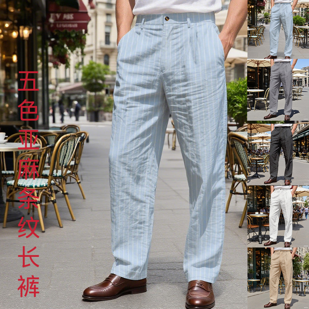 Herren Elegante Anzughose mit vertikalen Streifen Drune