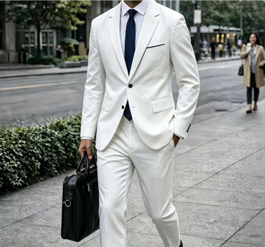 Herren Zweiteiliger Slim-Fit Businessanzug mit tailliertem Revers und schlanker Anzughose Drune