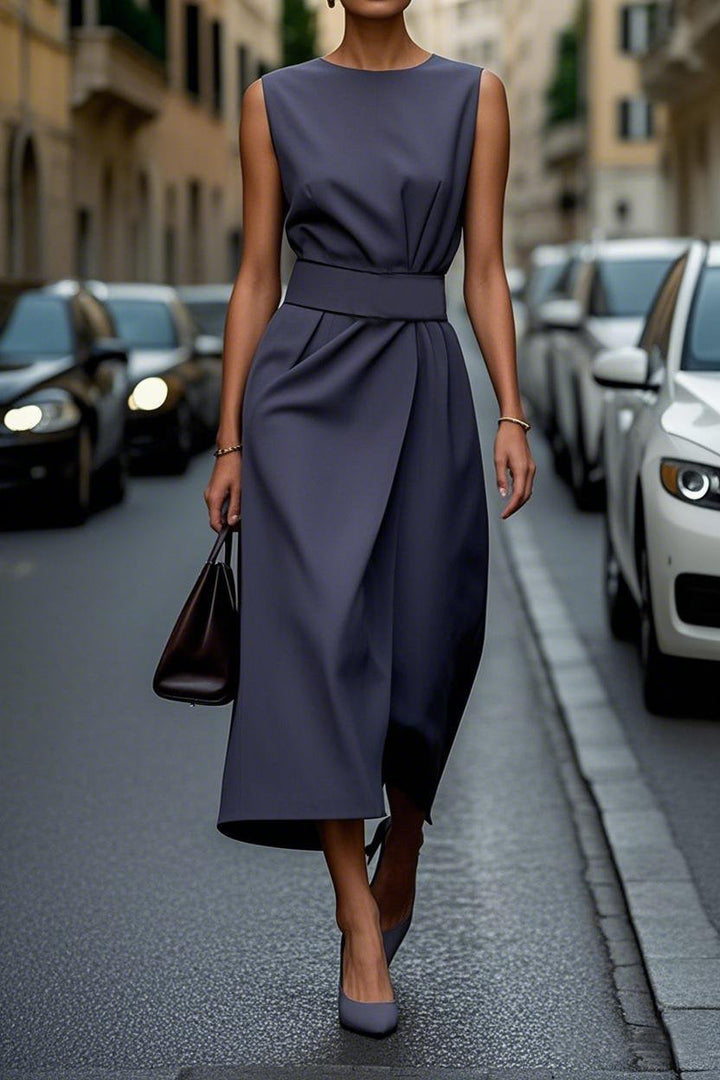 Damen elegantes Maxikleid mit figurbetonter Silhouette und seitlichem Schlitz Drune