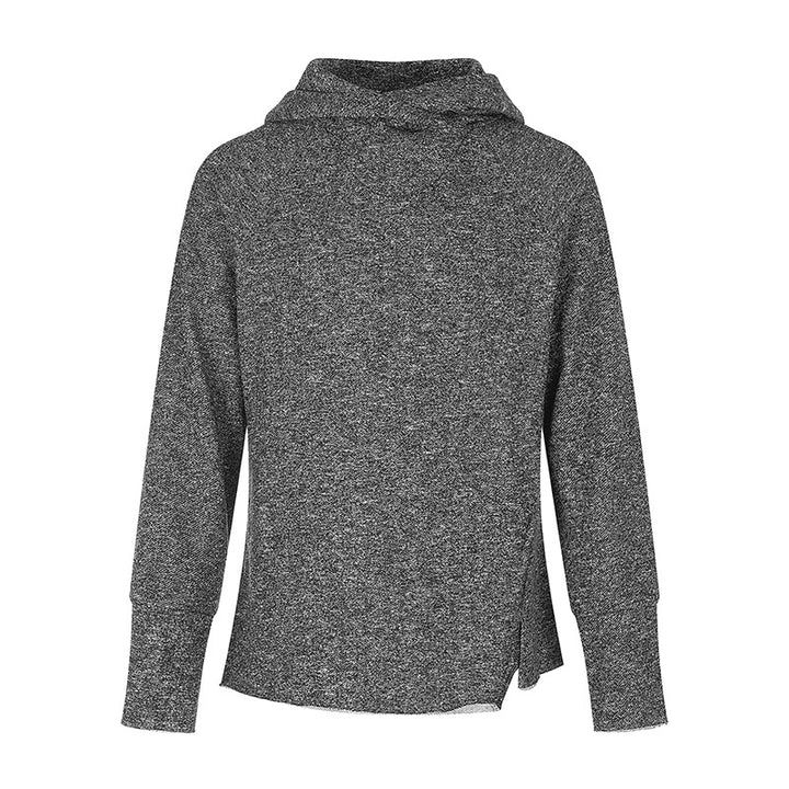 Damen Pullover‑Hoodie mit feinem Strukturstrick, seitlichen Schlitzen und verlängerten Bündchen Drune