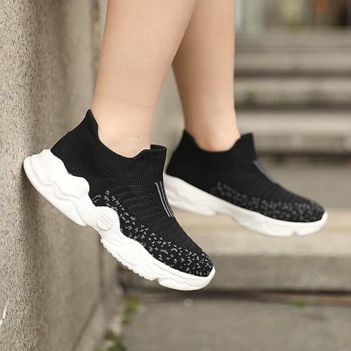 Damen nan atmungsaktiver Strick-Sneaker mit sockenähnlichem Schaft und dämpfender Plateau-Sohle Drune