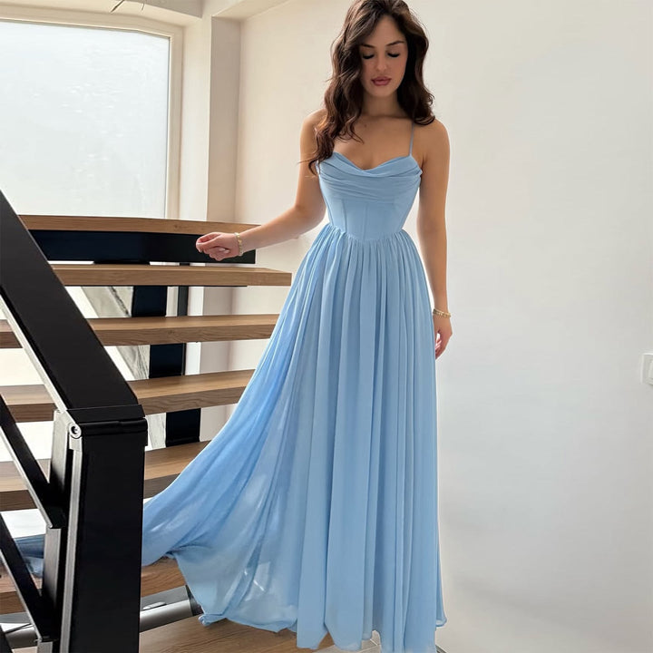 Damen Maxikleid mit zarten Raffungen und eleganter A-Linien-Form Drune