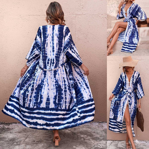 Damen Wickel-Kimono-Überwurf mit praktischem Bindegürtel Drune