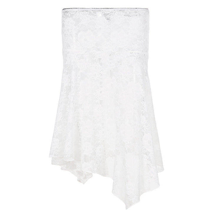 Damen Asymmetrischer Spitzenrock mit elegantem Design und fließendem Schnitt Drune
