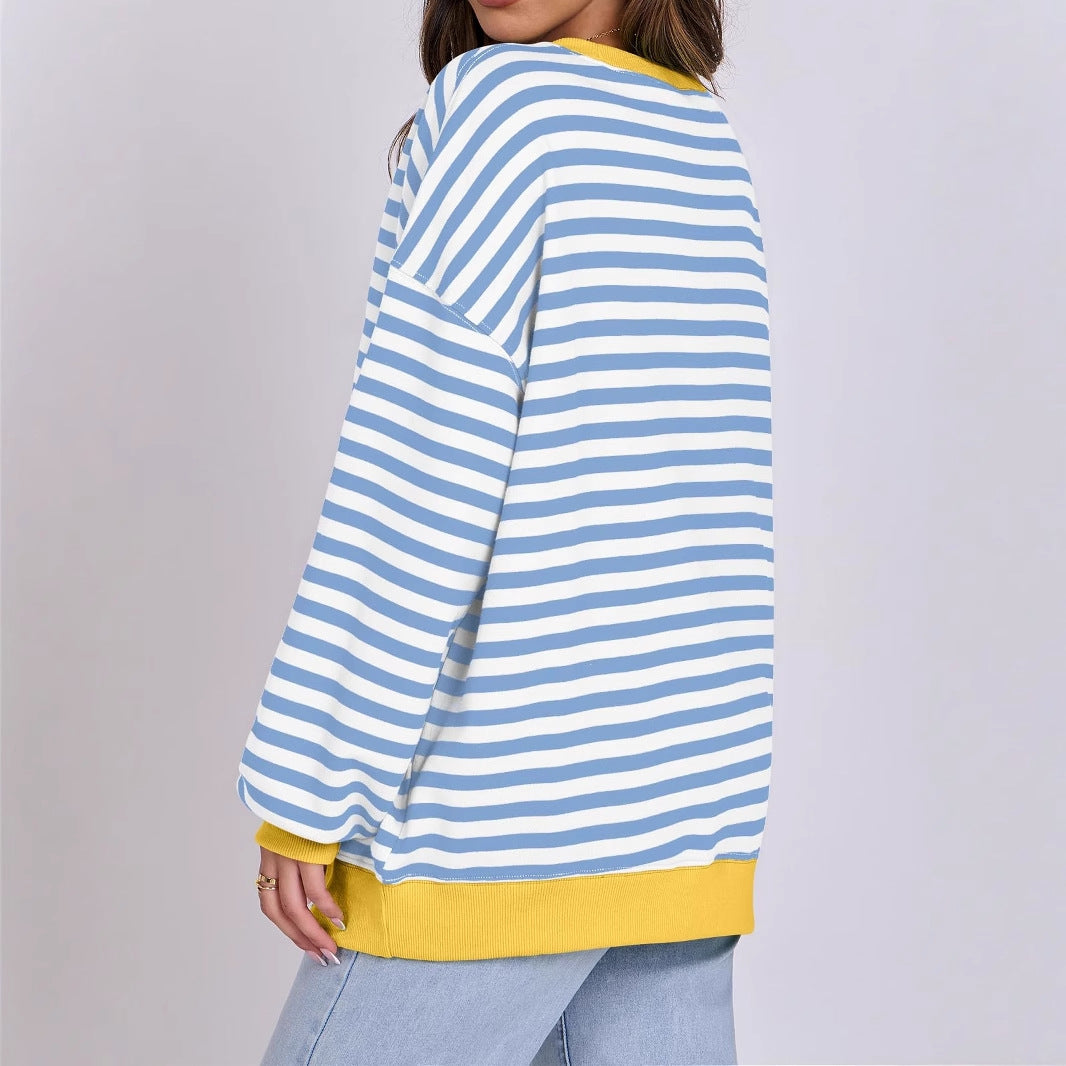 Damen Oversized gestreifter Sweatshirt