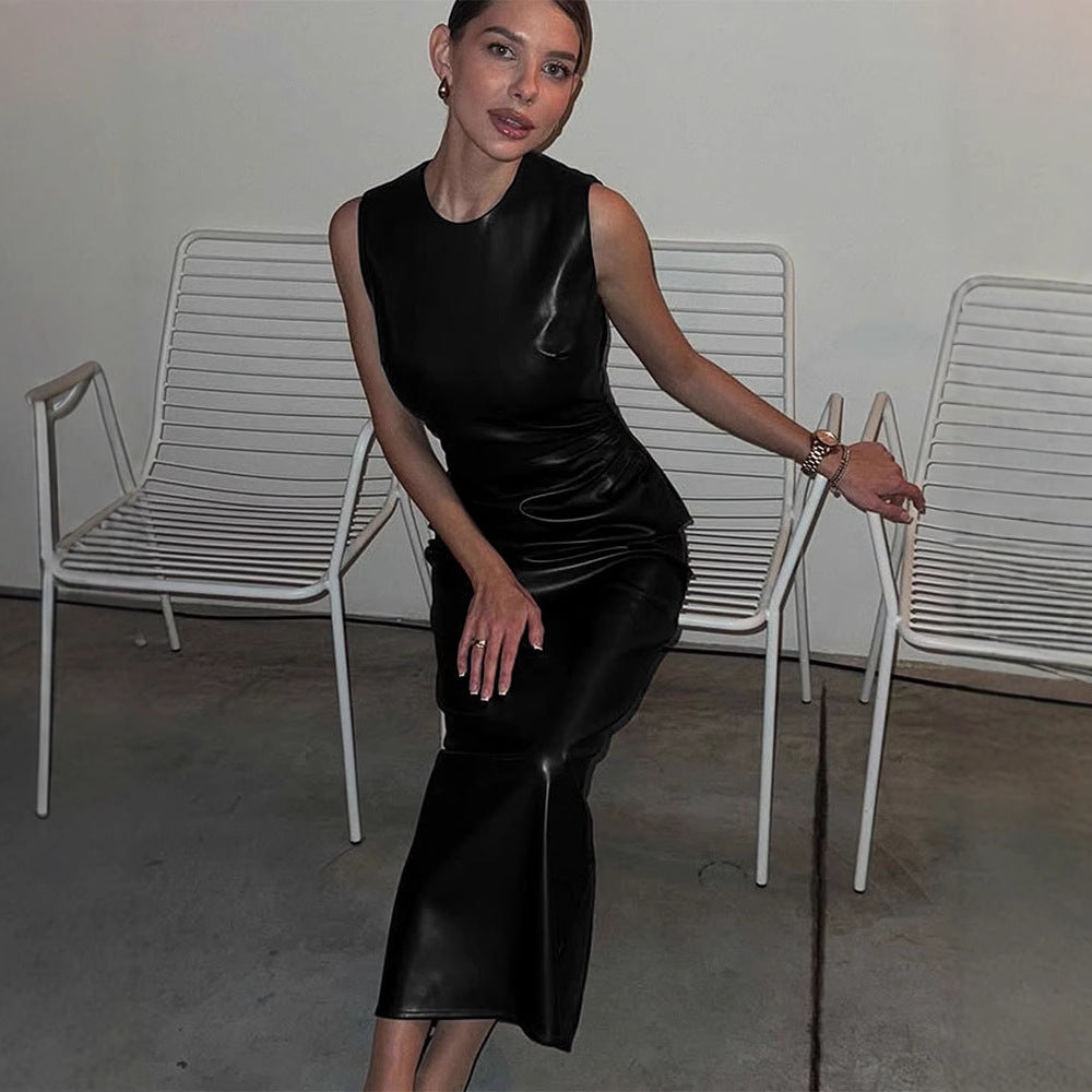 Damen Langes Kleid mit asymmetrischem Schnitt und elegantem Drapé Drune