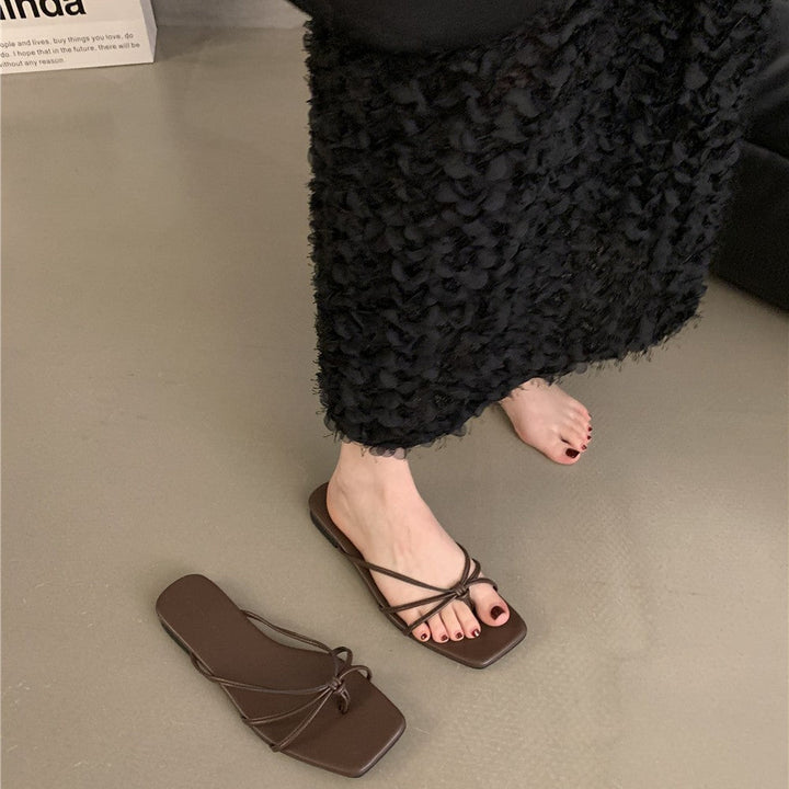 Damen Stylische Riemchen-Sandalen mit quadratischer Zehenpartie und feinem Bindedesign Drune