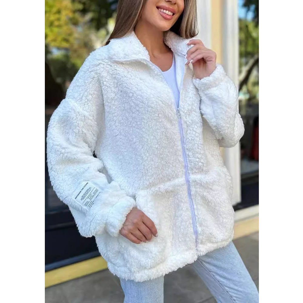 Damen Kuschelige Fleecejacke mit hohem Kragen und praktischen Taschen Drune