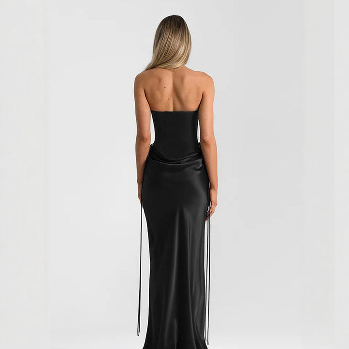 Damen elegantes figurbetontes Abendkleid mit raffiniertem Rüschendesign und verstellbaren Trägern Drune