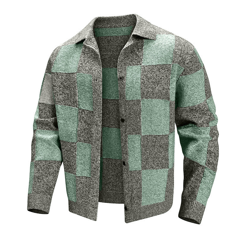 Damen Modische Karierte Strickjacke Drune